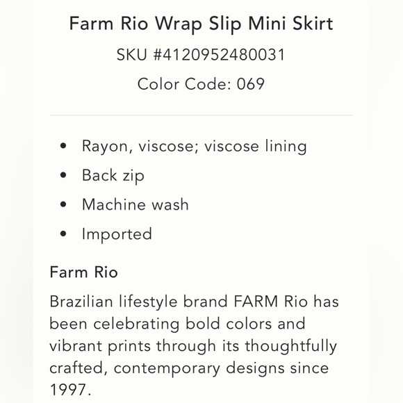 NWT Farm Rio Anthropologie Wrap Slip Mini Skirt - Picture 4 of 10